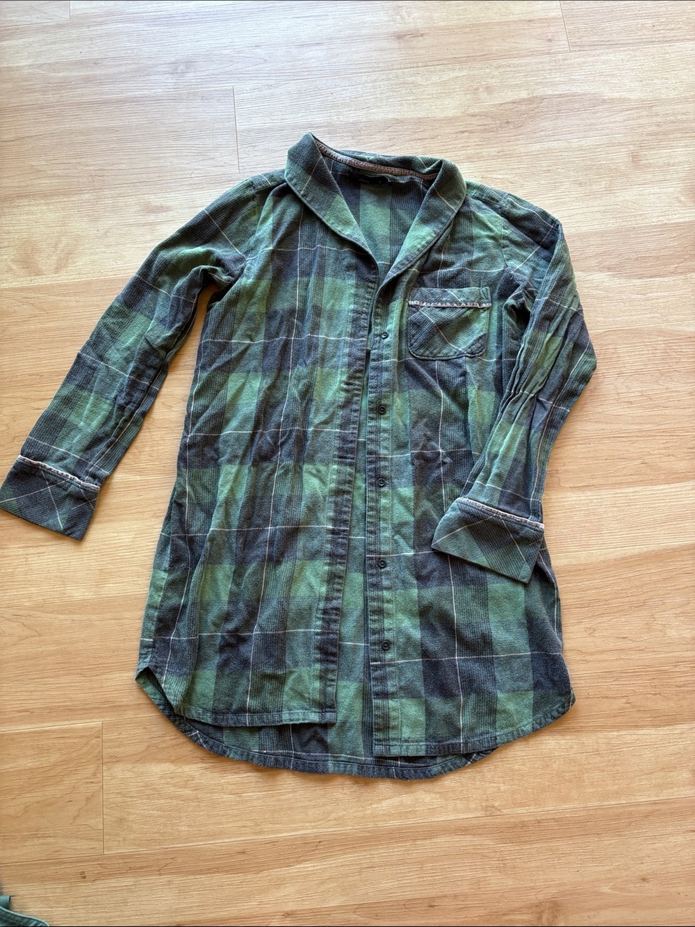 Women's Prana plaid flannel pajama dress/long shirt